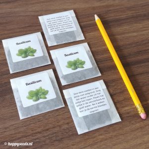Pergamijn zaadbedankjes met eigen boodschap in kleur (12 stuks)
